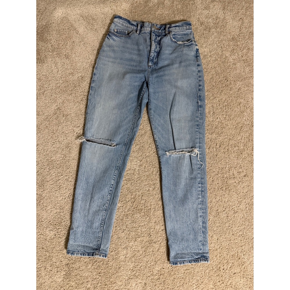 LOFT High Waist Slim Pockets Boyfriend Jeans Light Wash Distressed Size 26